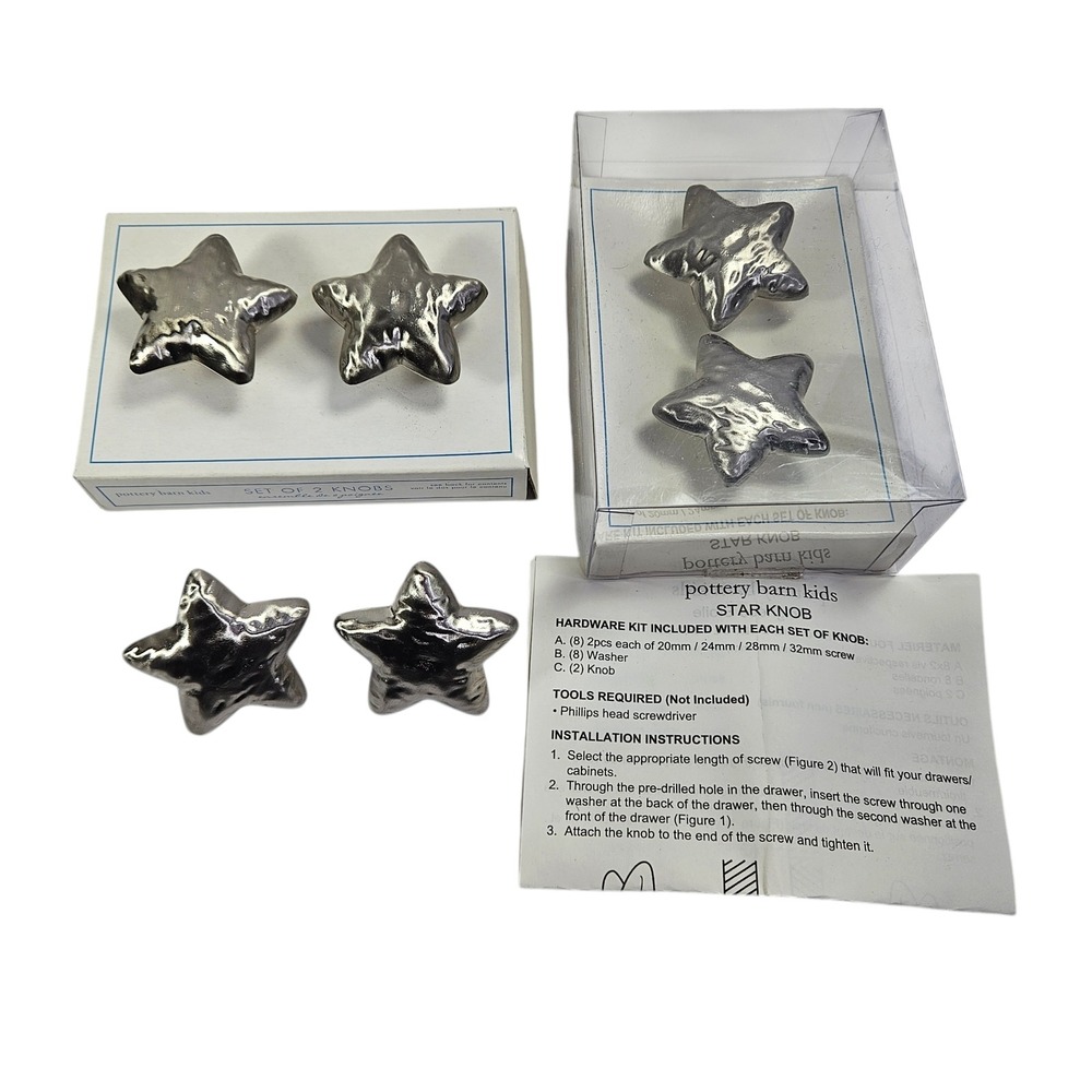Pottery Barn Kids Star Set of 6 Furniture Knobs Pulls Metallic Finish Decorative